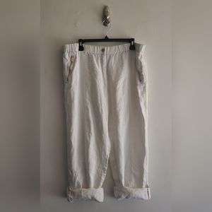 Calvin Klein Linen Capri Pants With Rolled Cuffs